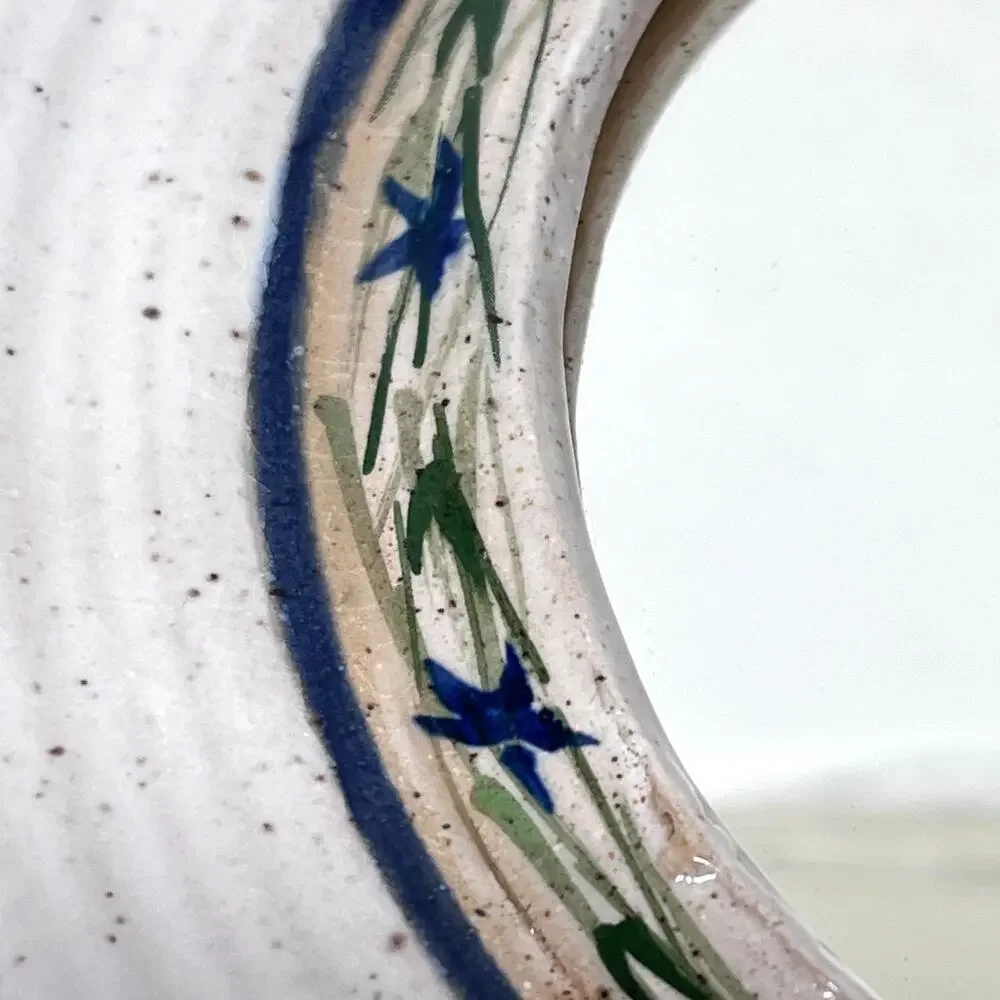 Art Pottery Round Wall Mirror Artist Signed